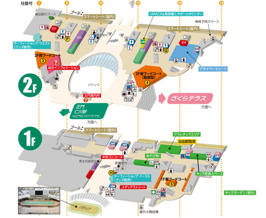 阪神競馬場スタンドマップ1F～2F